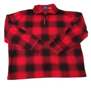 Polo Ralph Lauren Mens Estate Rib Plaid‎ Fleece 1/4 Zip Pullover XXL
